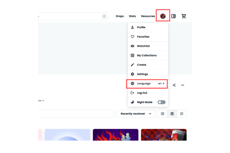 OpenSeaの日本語表記の画像